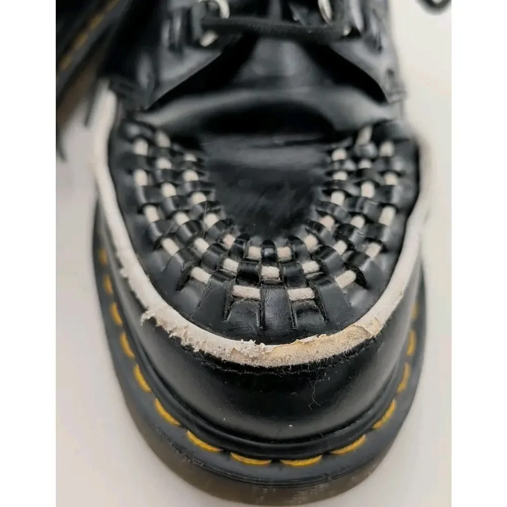 Dr. Martens Ramsey Smooth Leather Creepers Black/White Interlace Size 7 Mens/8 W